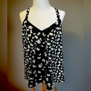 LC Lauren Conrad Woman’s XS Black Floral Sleeveless Halter Top
